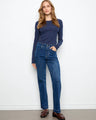 Regular rise design in denim jeans offers a classic look and comfortable fit by Charlie B.