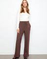 Heather-Espresso wide leg jogger pants with full length and elastic waistband by Charlie B.