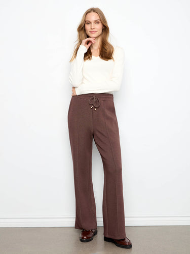 Full length wide leg joggers in Heather-Espresso, offering comfort and style by Charlie B.