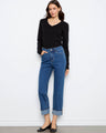 Blue jeans with a straight-leg silhouette in stretch denim, featuring a regular rise and cuffed hem by Charlie B.