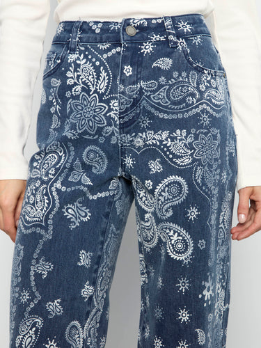 These stylish full-length trousers boast a unique paisley print that adds character to any ensemble. Designed by Charlie B.