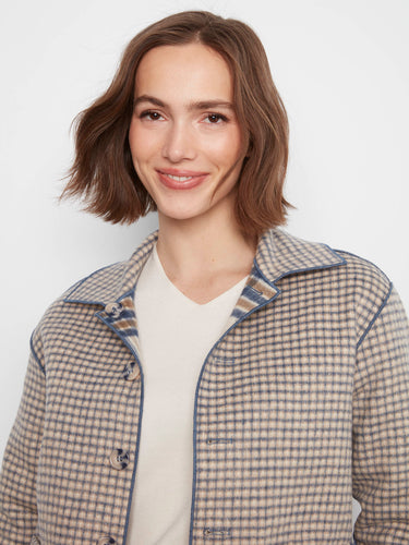 Versatile shirt collar and trendy patterns make this reversible jacket a wardrobe staple. By Charlie B.