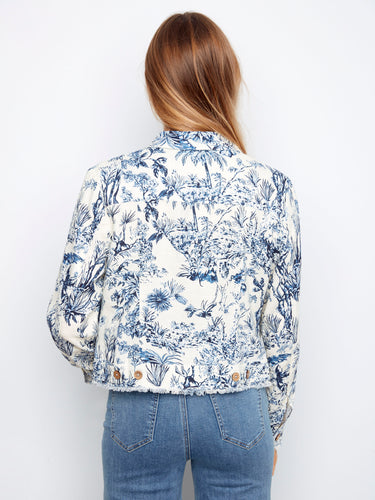 Printed Linen Blend Jacket - Versailles