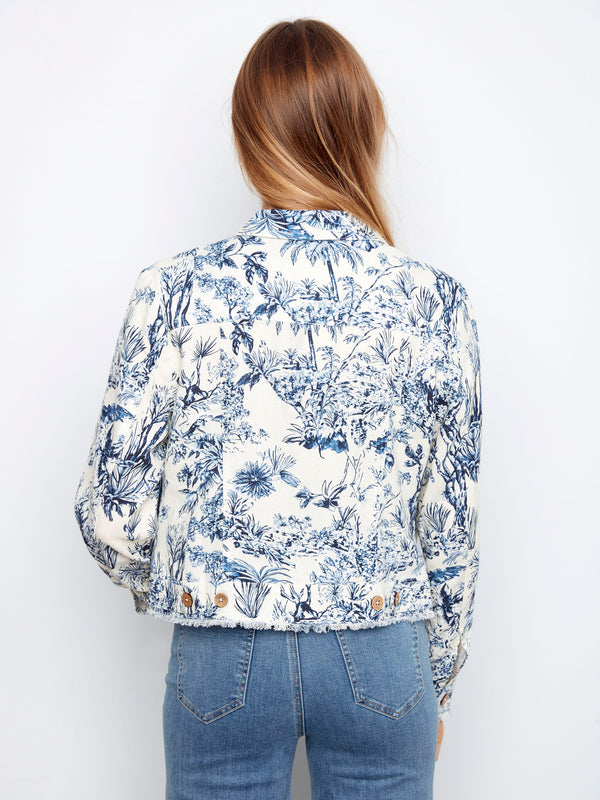 Printed Linen Blend Jacket - Versailles