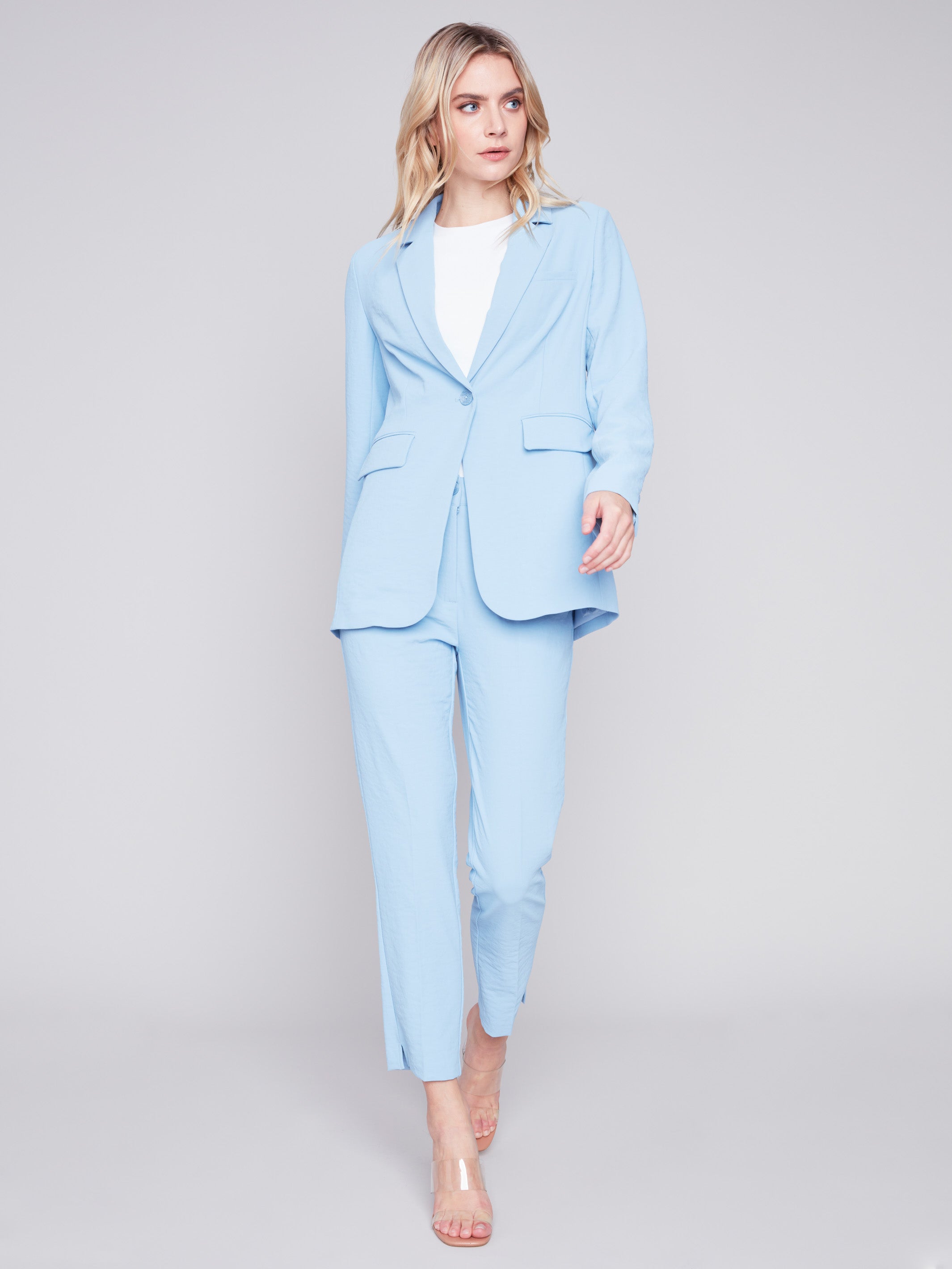 Charlie B Blazer with Ruched Back - Sky - Image 2