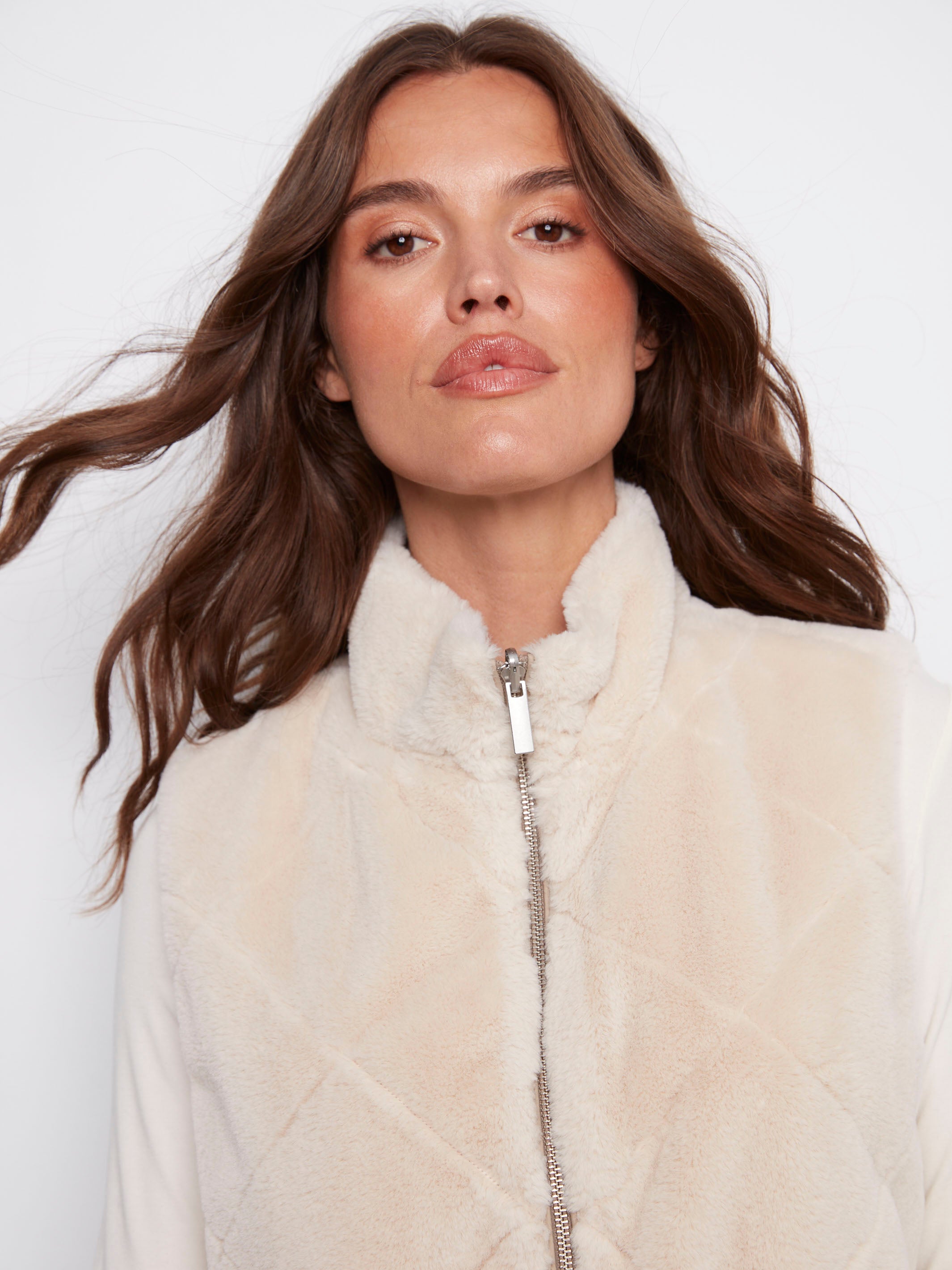 Women's Reversible Quilted Vest | Greige | Charlie B