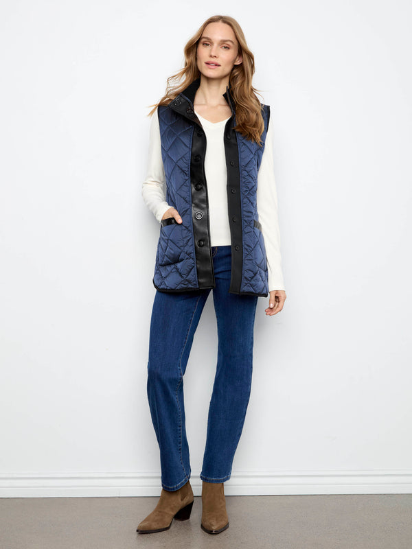Irridescent Printed Reversible Quilted Vest - Nocturne