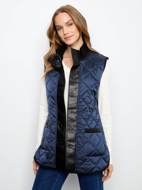 Irridescent Printed Reversible Quilted Vest - Nocturne
