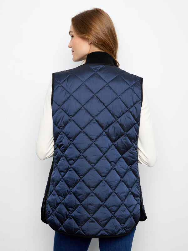Irridescent Printed Reversible Quilted Vest - Nocturne