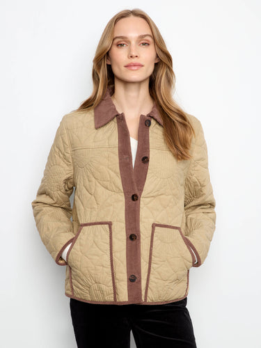 Corduroy shirt collar elevates the design of this chic and comfortable jacket, ideal for all seasons. By Charlie B.