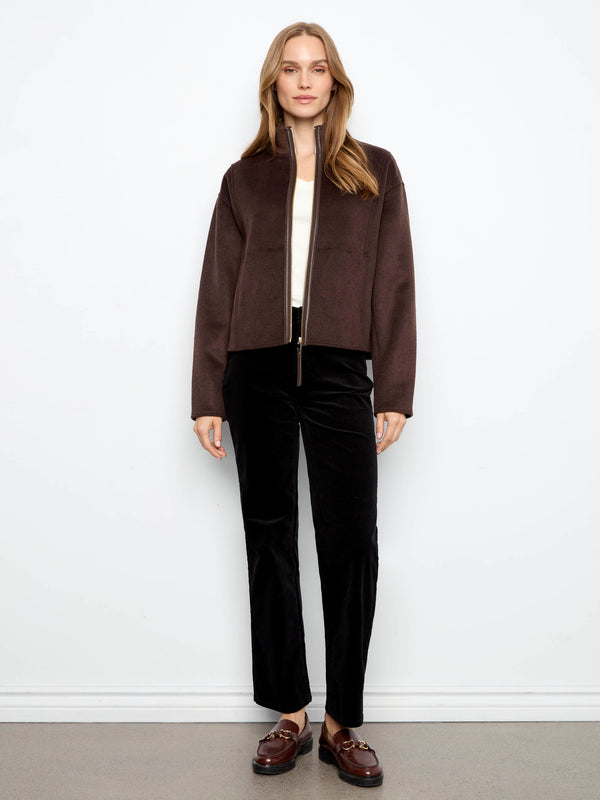 Wool Blend Bomber Jacket - Coffee