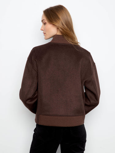 Experience the warmth and comfort of this wool blend jacket, designed for chic layering options. Fashion-forward design by Charlie B.