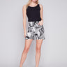 Charlie B Printed Linen Blend Shorts with Patch Pockets - Breeze - Image 1