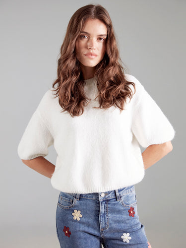 This relaxed fit ecru knit is perfect for effortless everyday wear by Charlie B.