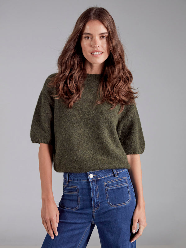 Plush knit sweater with chic balloon sleeves, perfect for any casual outing by Charlie B.