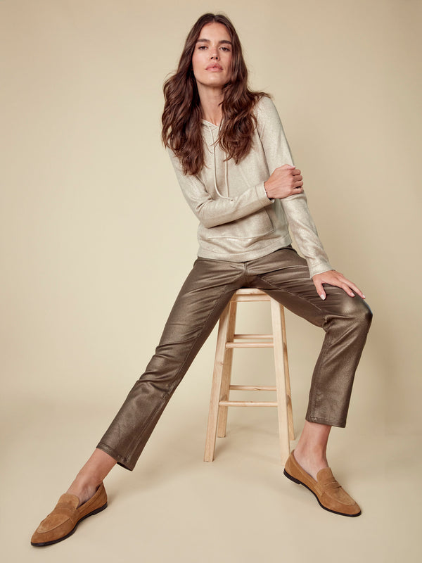 Relaxed fit and cozy feel make this metallic sheen hoodie an ideal choice for everyday wear by Charlie B.