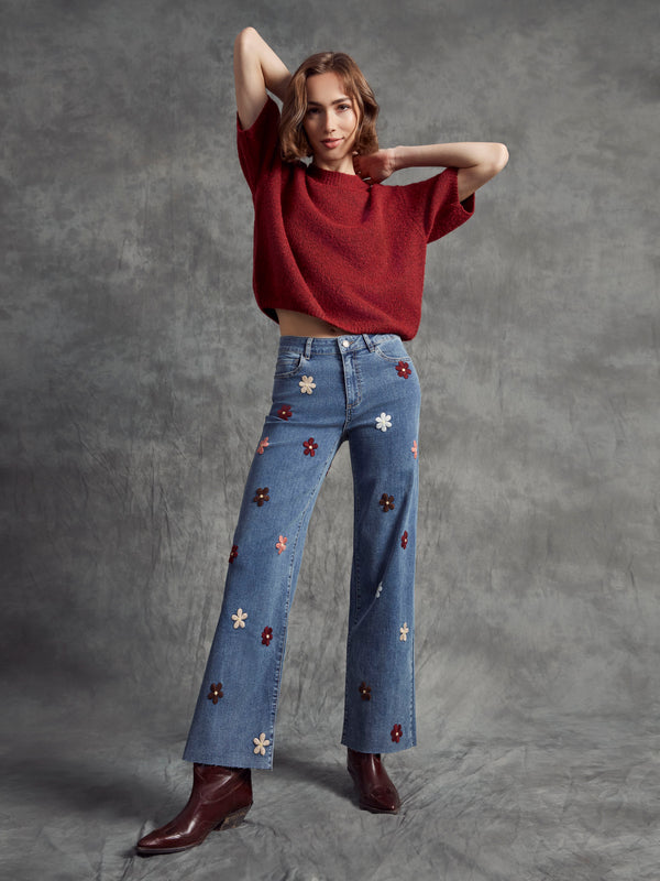 Balloon Elbow Sleeve Knit Sweater - Cabernet