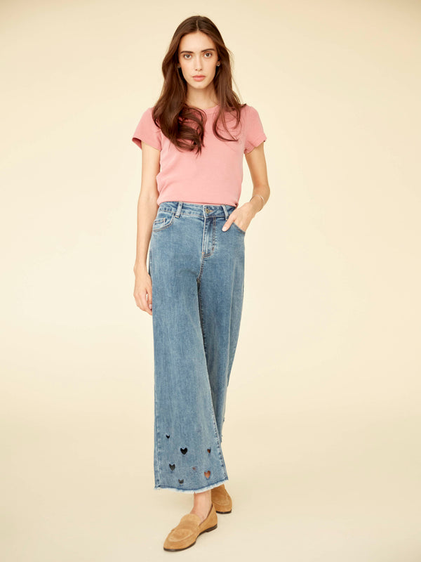 Tencel Ribbed Crew Neck T-Shirt - Carnation