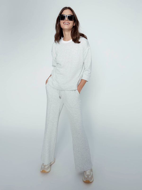 Soft Scuba Wide Leg Jogger Pants - Heather Light Grey