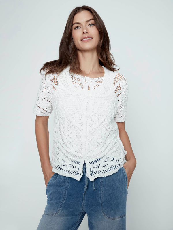 Reversible Cotton Crochet Top - White