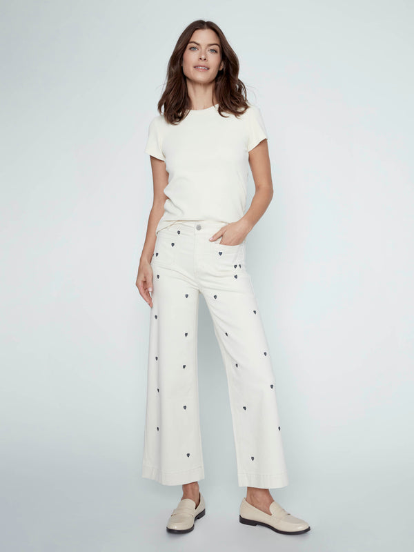 Tencel Ribbed Crew Neck T-Shirt - Natural