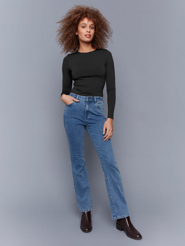 Long Sleeve Super Stretch Top - Black