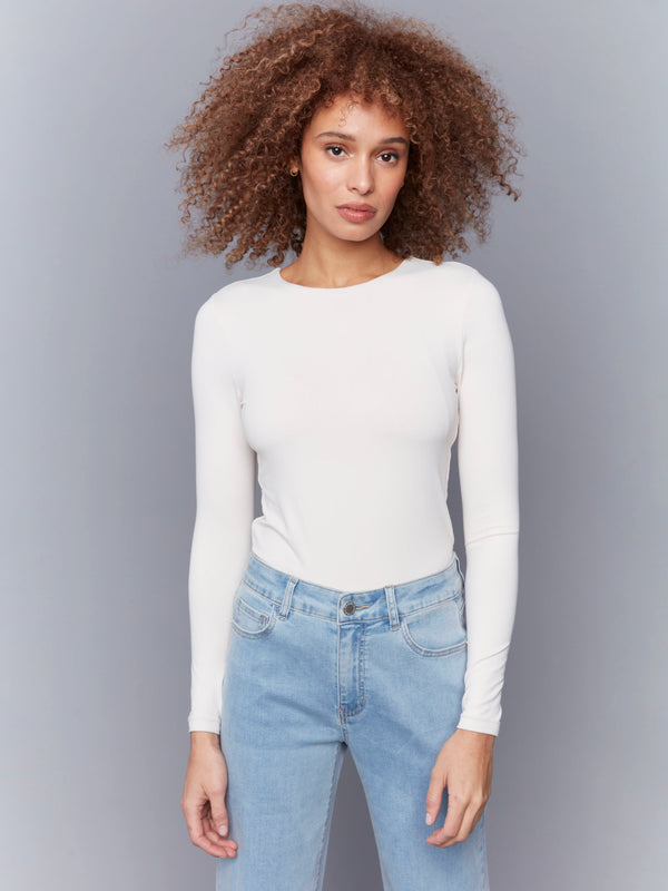 Long Sleeve Super Stretch Top - Natural