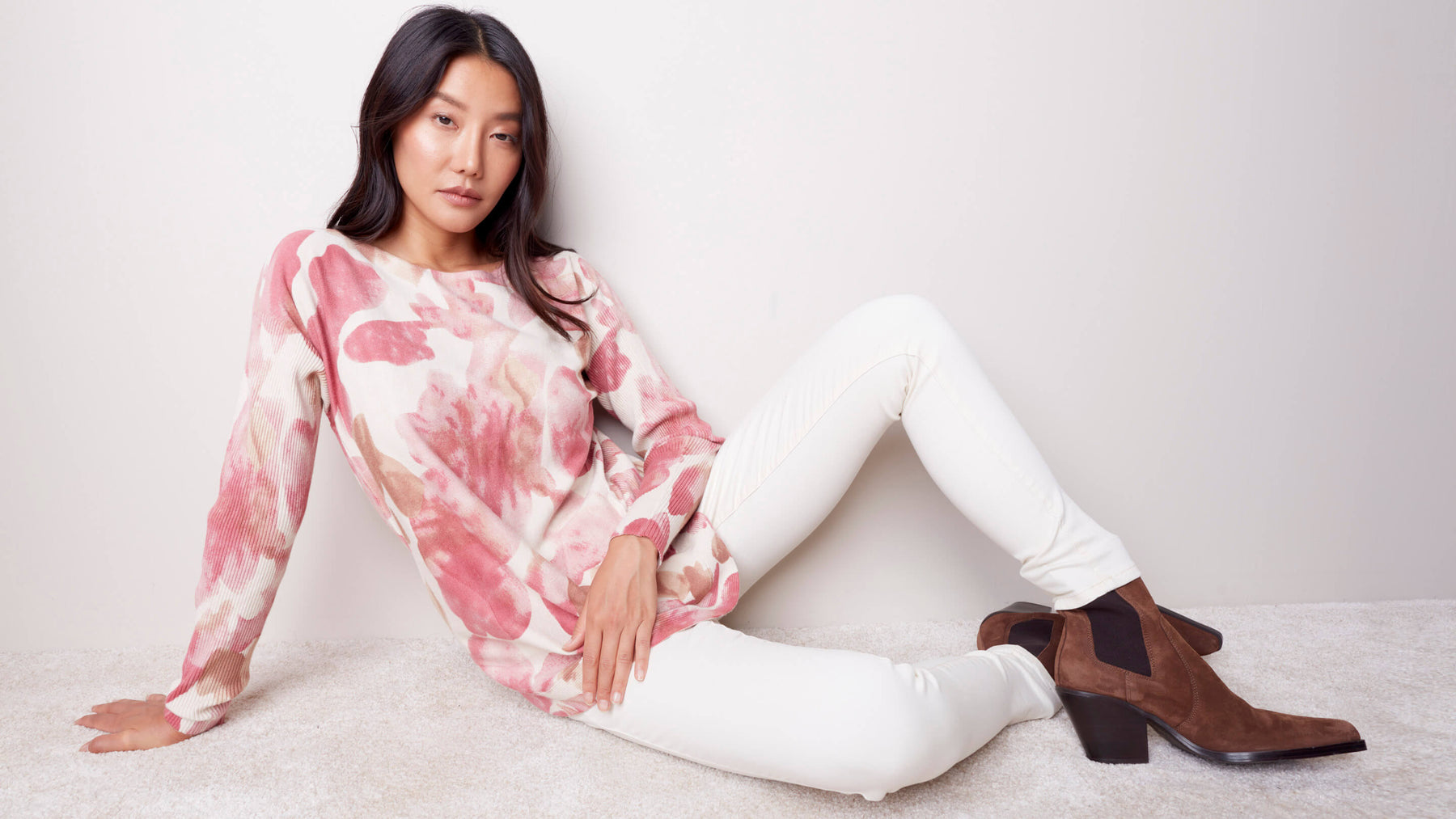 Printed Plush Knit Sweater Orchid - Women's Sweater Edit - Charlie B Collection