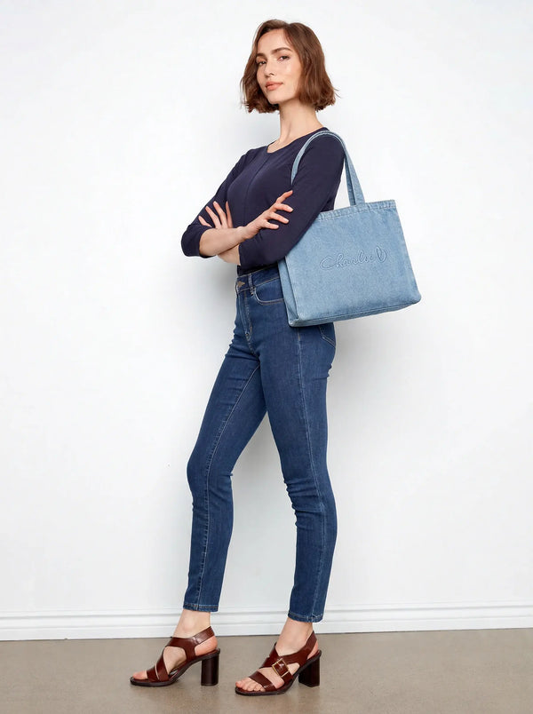 Denim Tote Bag - Light Blue