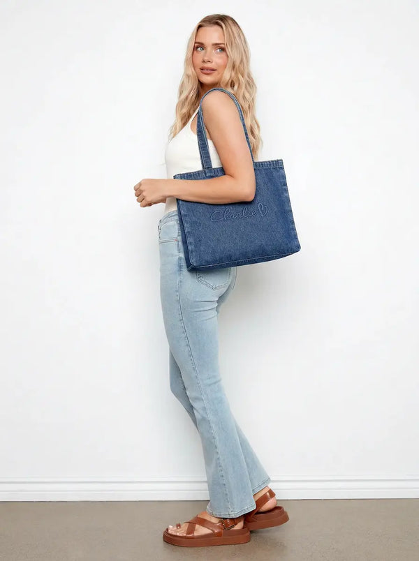 Denim Tote Bag - Medium Blue