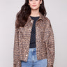 Leopard print jacket with a stylish shirt collar, featuring button cuffs for added flair by Charlie B.