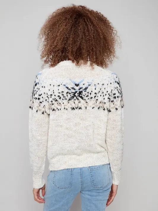 Après-Ski Jacquard Crew Neck Sweater  - Ecru