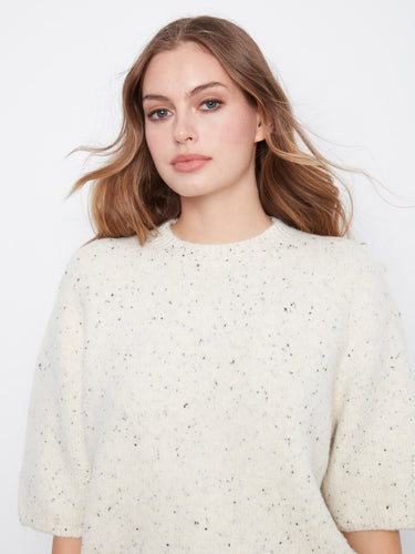 Soft brushed knit sweater featuring elbow-length balloon sleeves for a cozy look by Charlie B.