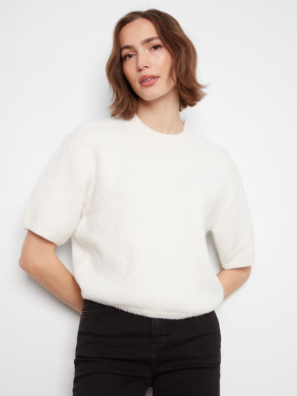 Balloon Elbow Sleeve Knit Sweater - Ecru