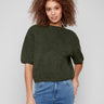 Knit sweater featuring plush texture and balloon-shaped sleeves for a cozy feel by Charlie B.