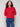 Crimson plush knit sweater featuring balloon-shaped elbow sleeves and elegant design by Charlie B.
