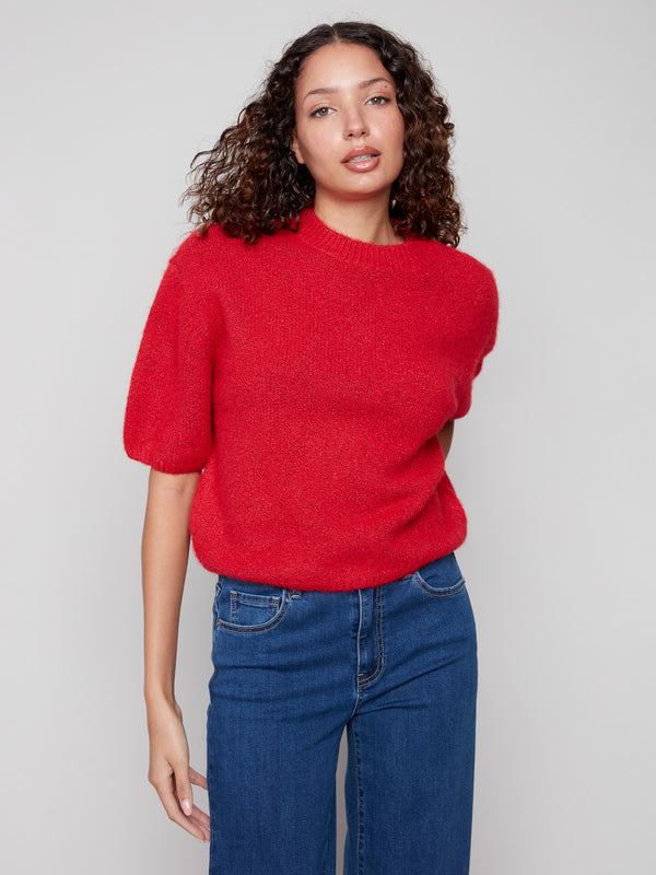 Stylish crimson knit with relaxed fit, perfect for casual or dressy occasions by Charlie B.