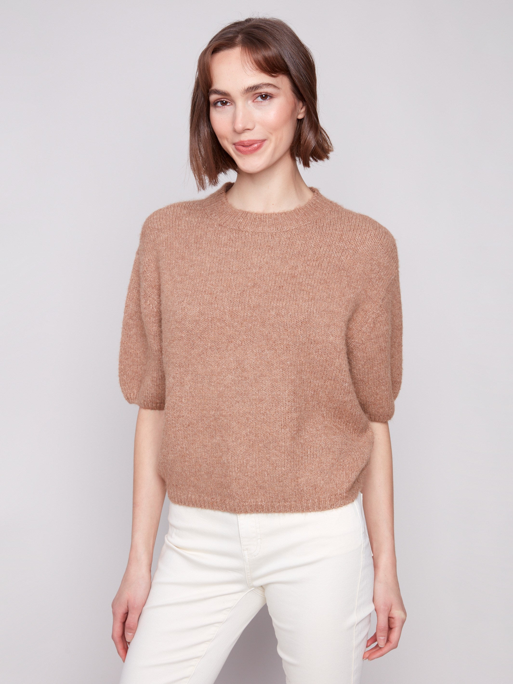 Sesame knit sweater featuring plush texture and a relaxed fit, perfect for cozy days by Charlie B.