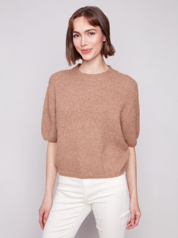 Sesame knit sweater featuring plush texture and a relaxed fit, perfect for cozy days by Charlie B.