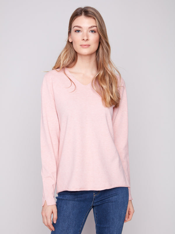 Heather ballet sweater with a plush texture, offering comfort and style for any occasion by Charlie B.