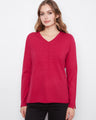 Soft knit top featuring a flattering V-neckline, perfect for casual outings. The rich color adds a touch of elegance. By Charlie B.