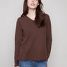 Heather mocha sweater with a plush texture and classic fit, perfect for cozy days by Charlie B.