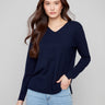 Navy sweater featuring a plush texture and classic fit, offering comfort and style for any occasion by Charlie B.