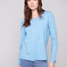Heather oxford sweater with plush texture, offering a cozy feel and timeless style by Charlie B.
