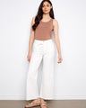 White wide-leg pants in stretch twill with a regular rise, offering a comfortable fit and stylish design by Charlie B.
