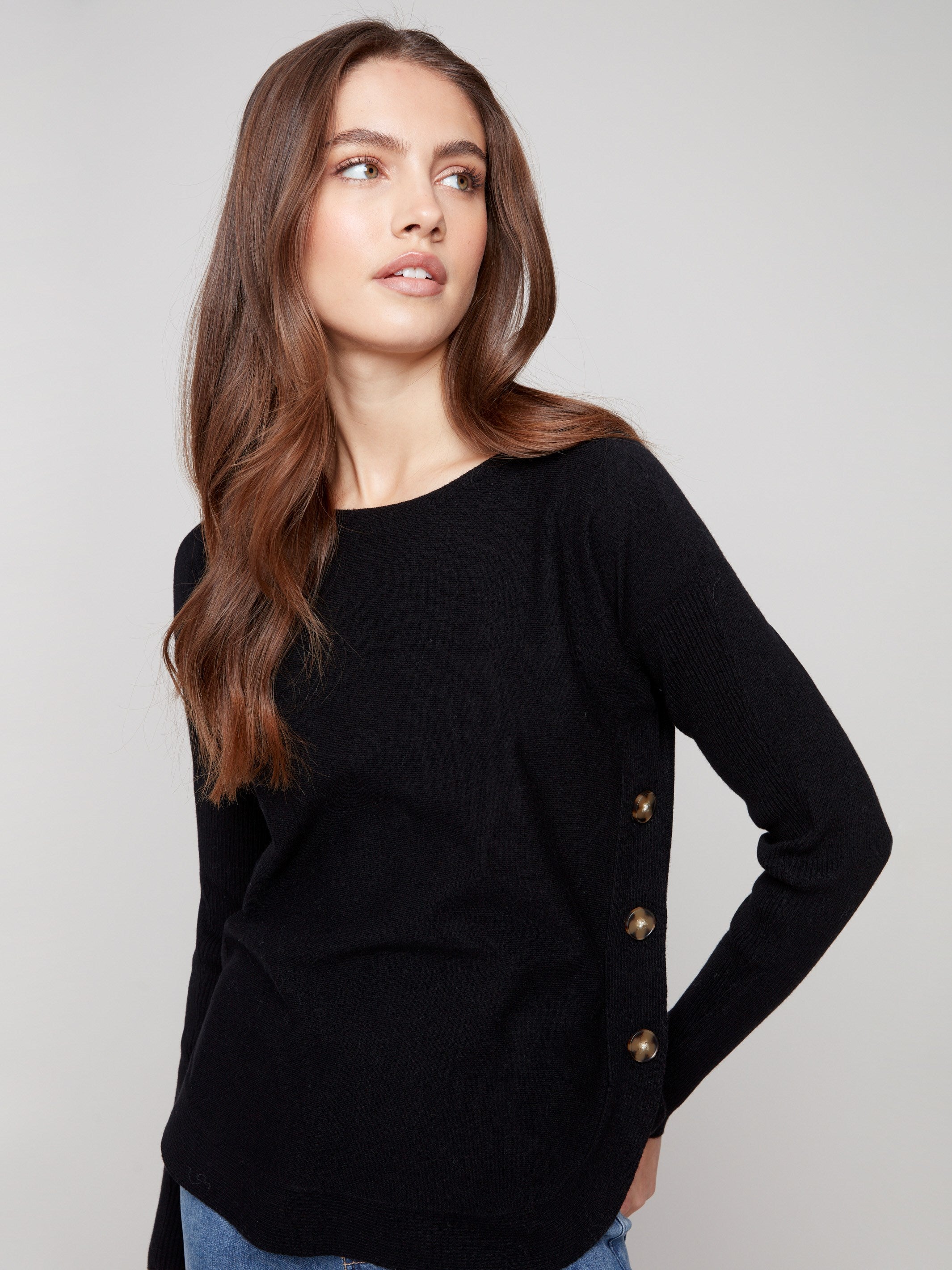 Stylish sweater with a rounded hem, perfect for both casual and formal looks by Charlie B.