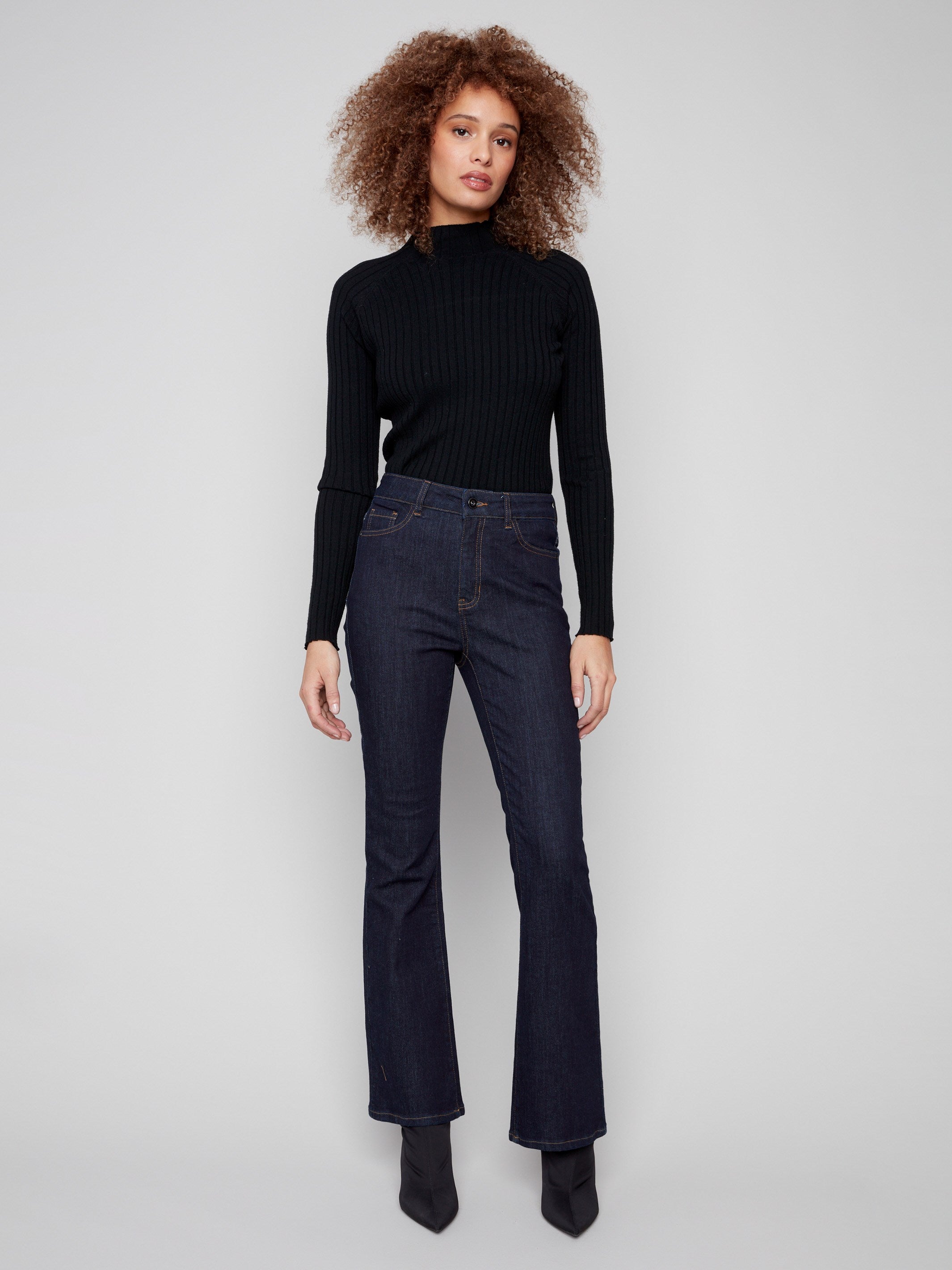 Elegant bootcut jeans in a deep blue with stretch denim for added comfort by Charlie B.