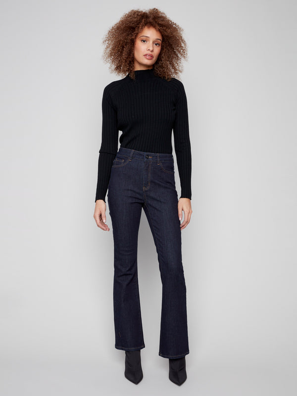 Elegant bootcut jeans in a deep blue with stretch denim for added comfort by Charlie B.