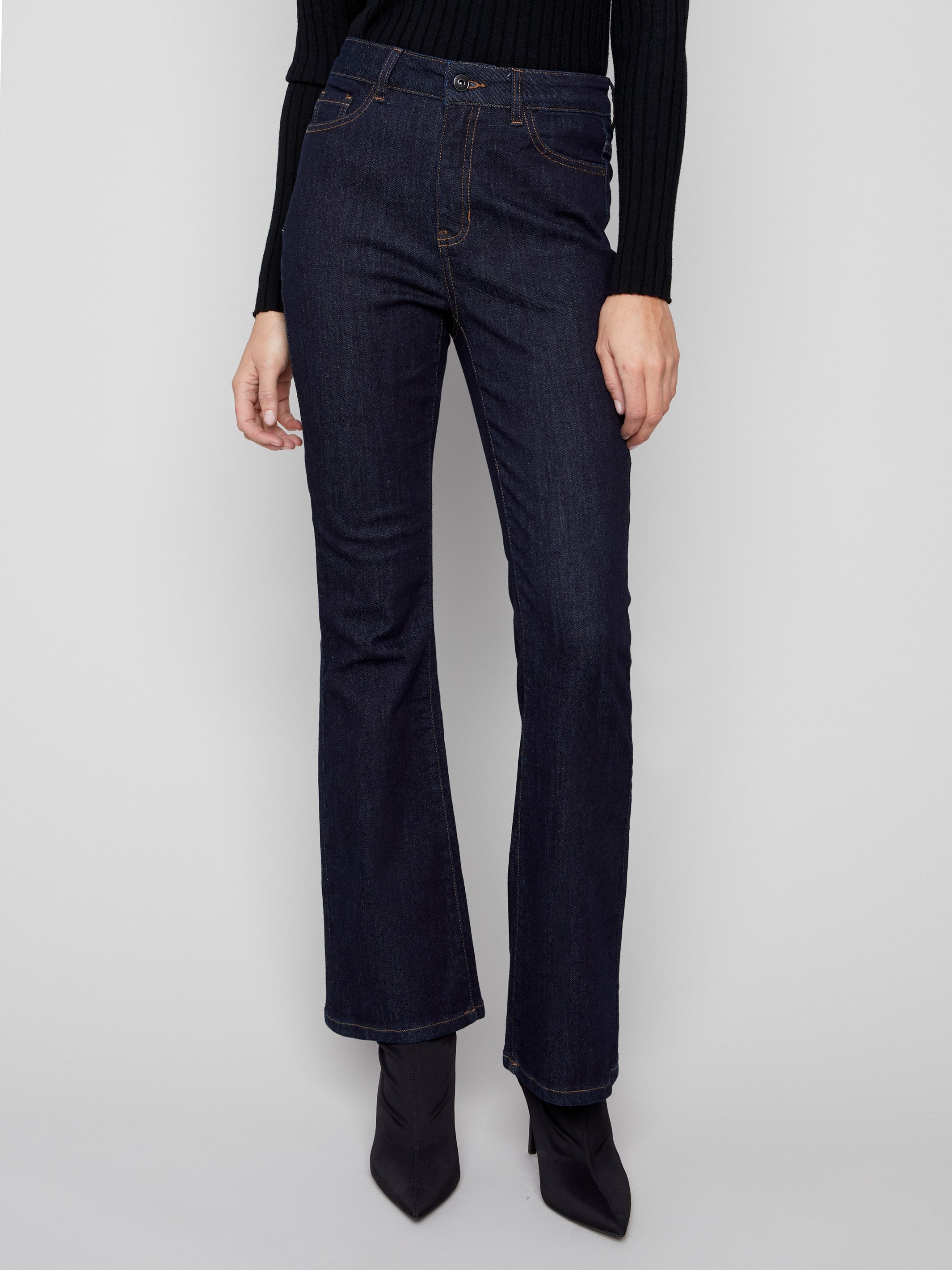 Stylish long length jeans in a rich blue hue, featuring a sleek design by Charlie B.