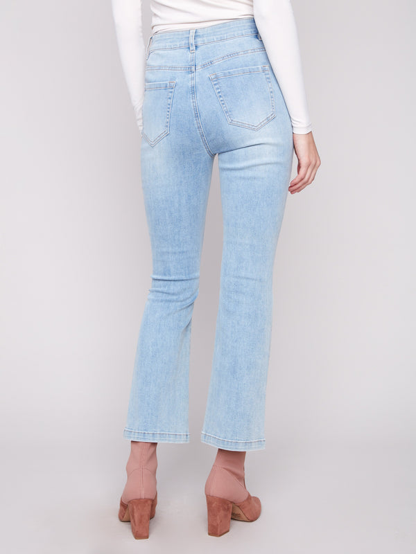 Crafted from stretch denim, these bootcut jeans provide comfort and style by Charlie B.